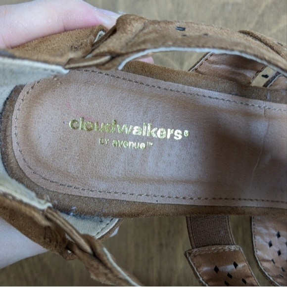 Cloudwalkers by Avenue Brown Faux Suede Stacked Heels Sandals Women's Size 8.5 - Picture 5 of 7